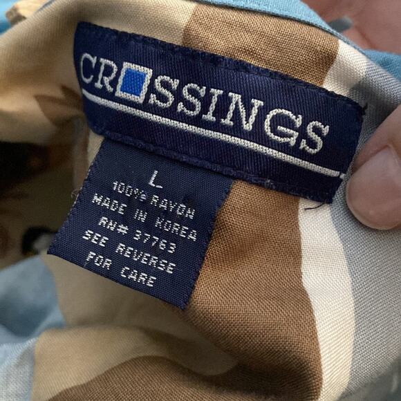 Blue brown Hawaiian shirt beach scene size large - Picture 10 of 10